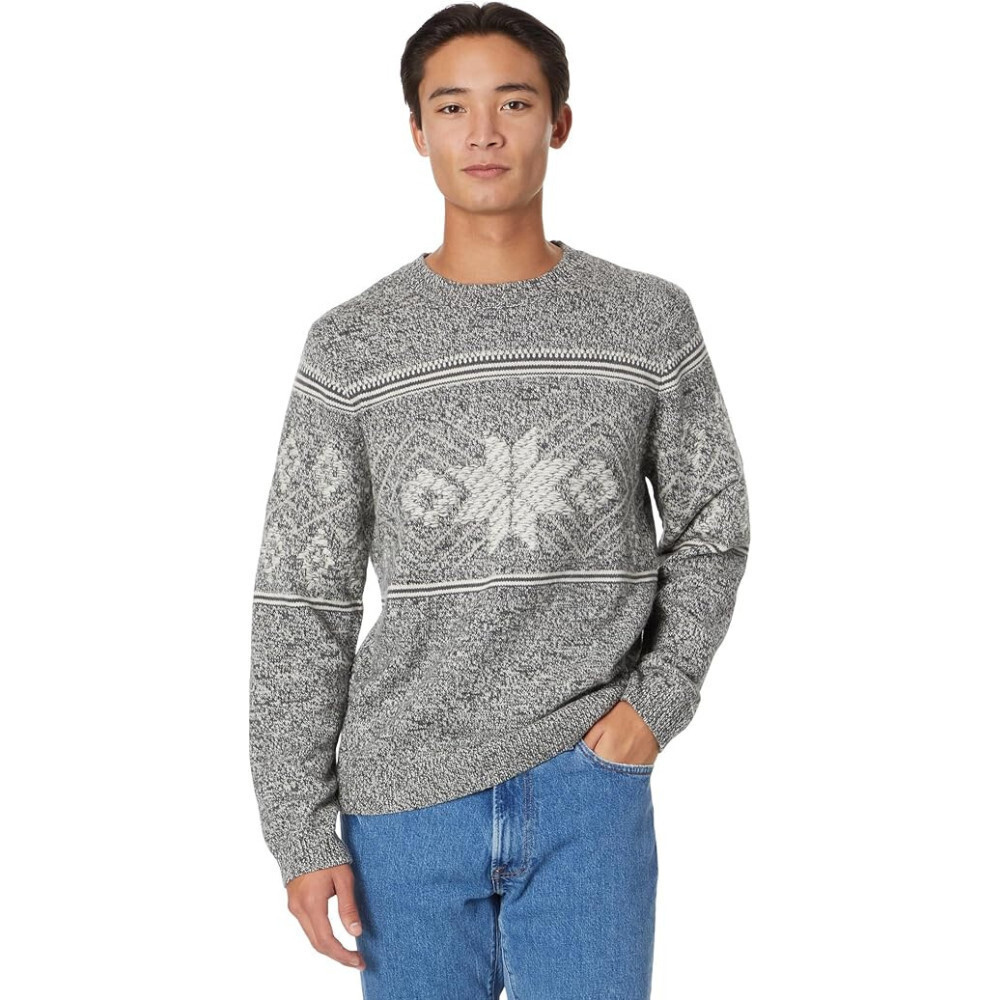 Lucky Brand Intarsia Sweater Men 2XL Charcoal Combo Poly Cotton Crew Neck RED481
